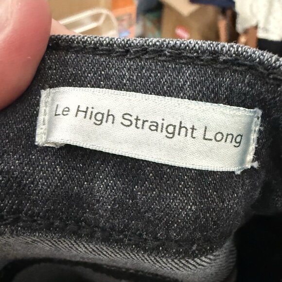 FRAME Le High Straight Long Jeans Black High Rise Skinny Denim Women’s 27 Flaw - Picture 7 of 9